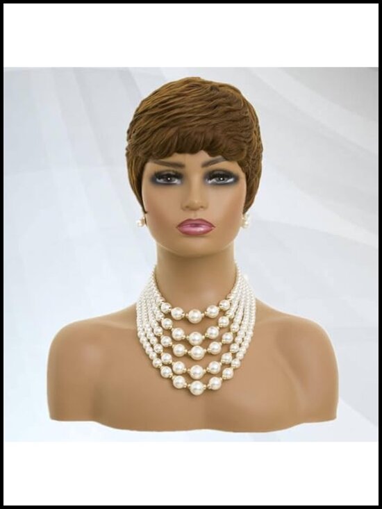 Short Layered Pixie Cut Human Hair Wig Glueless Full Machine Made Straight main image 6